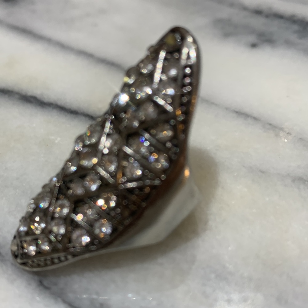 Silver Full finger Rhinestone Ring Size 4.5 - Picture 3 of 7